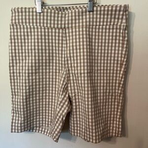 NWT sz 12 J. McLaughlin tan gingham plaid bermuda shorts